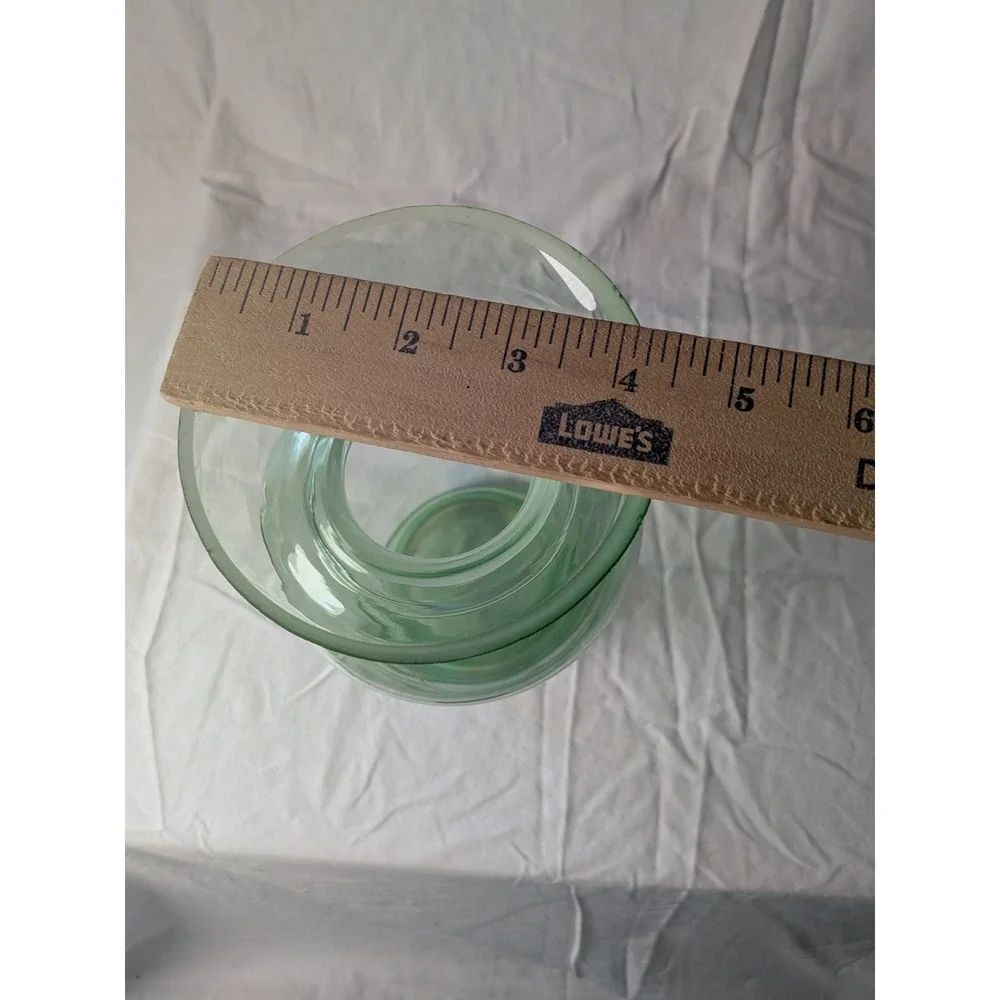 Vintage Light Green Glass Urn Vase Flared Rim Pedestal Base 10.5 Inch